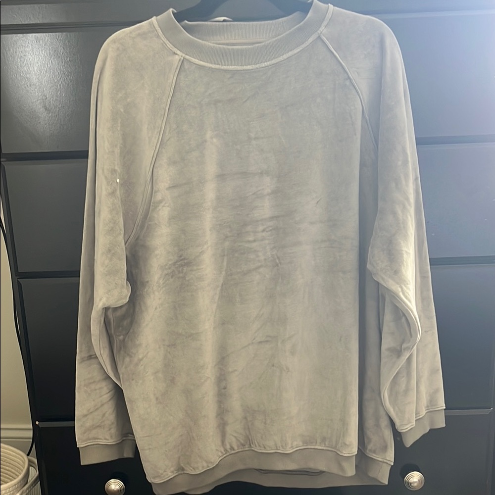 Velvet Oversized Gray Sweatshirt